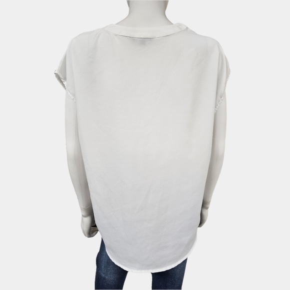 Banana Republic V-Neck Short Sleeve Front Pleated Round Hem Blouse Size M - Picture 6 of 11